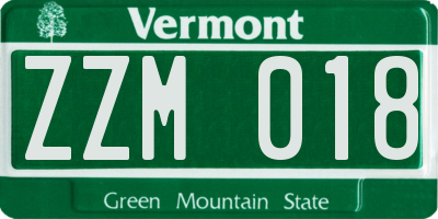 VT license plate ZZM018