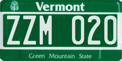 VT license plate ZZM020