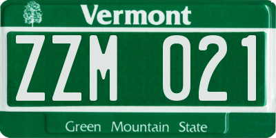 VT license plate ZZM021