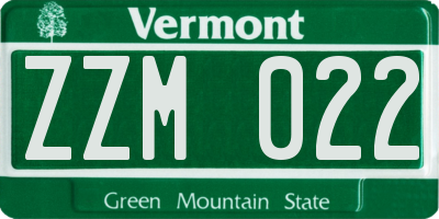VT license plate ZZM022