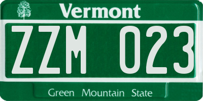 VT license plate ZZM023
