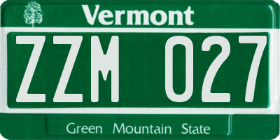 VT license plate ZZM027