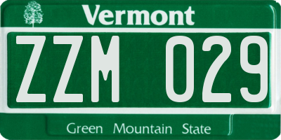 VT license plate ZZM029