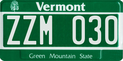 VT license plate ZZM030