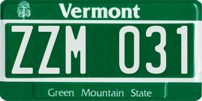 VT license plate ZZM031