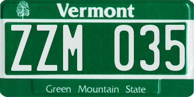 VT license plate ZZM035