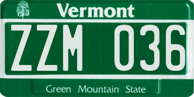 VT license plate ZZM036