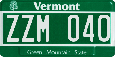 VT license plate ZZM040