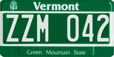 VT license plate ZZM042