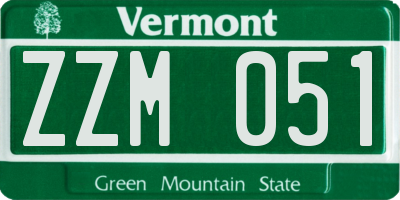 VT license plate ZZM051