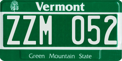 VT license plate ZZM052