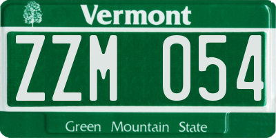 VT license plate ZZM054