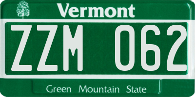 VT license plate ZZM062