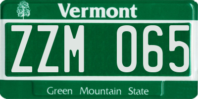 VT license plate ZZM065