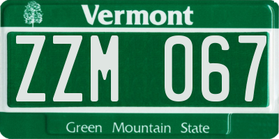 VT license plate ZZM067