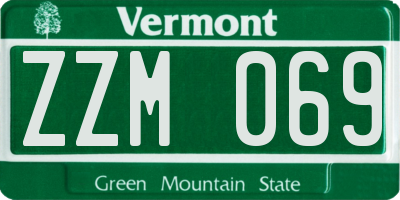 VT license plate ZZM069