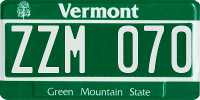 VT license plate ZZM070