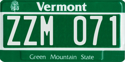 VT license plate ZZM071