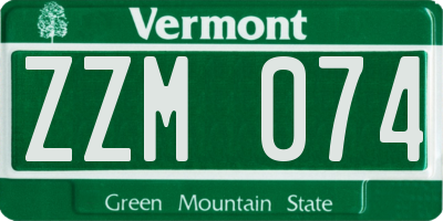 VT license plate ZZM074