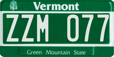 VT license plate ZZM077