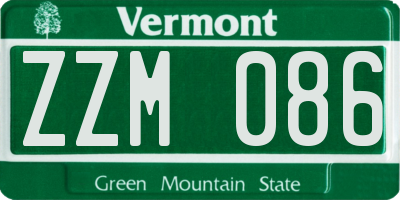 VT license plate ZZM086