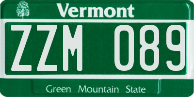 VT license plate ZZM089