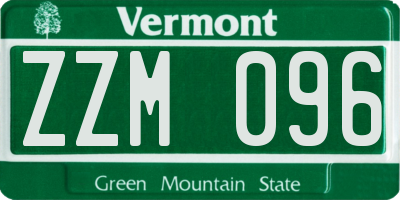 VT license plate ZZM096