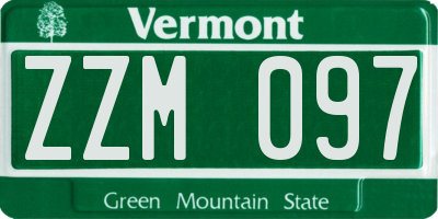 VT license plate ZZM097