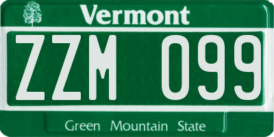 VT license plate ZZM099