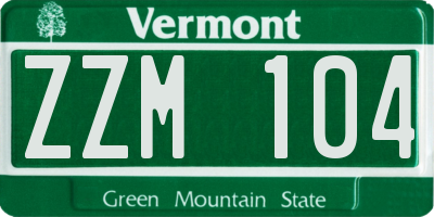 VT license plate ZZM104