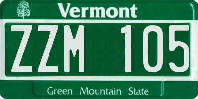 VT license plate ZZM105