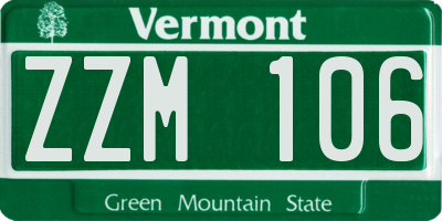VT license plate ZZM106