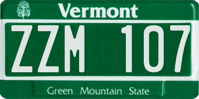 VT license plate ZZM107