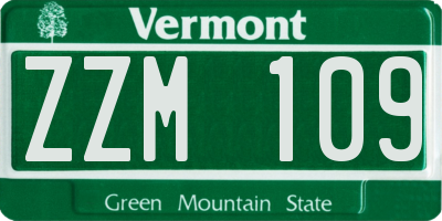 VT license plate ZZM109