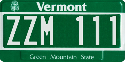 VT license plate ZZM111