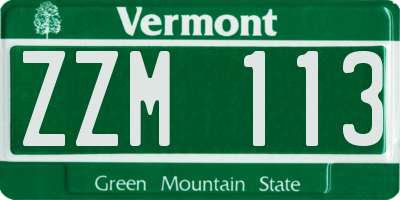VT license plate ZZM113