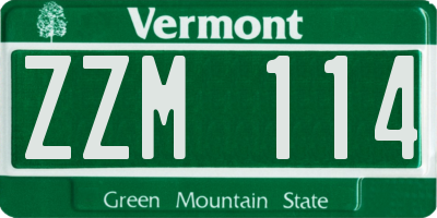 VT license plate ZZM114