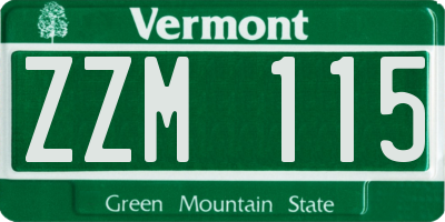 VT license plate ZZM115