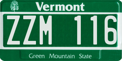 VT license plate ZZM116
