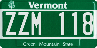 VT license plate ZZM118