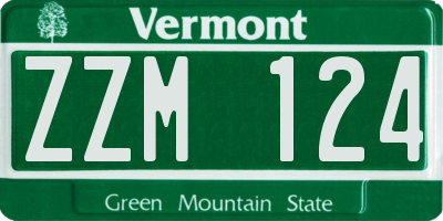 VT license plate ZZM124