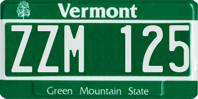 VT license plate ZZM125