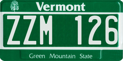 VT license plate ZZM126