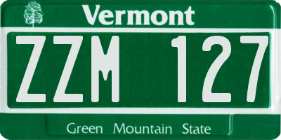 VT license plate ZZM127