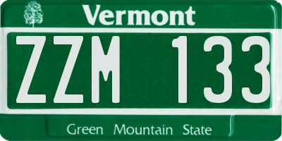 VT license plate ZZM133