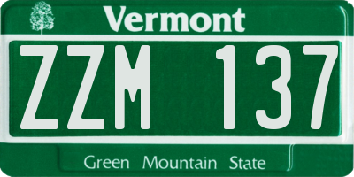 VT license plate ZZM137