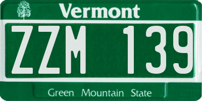 VT license plate ZZM139