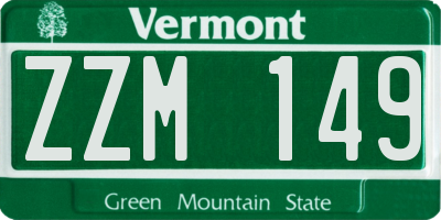 VT license plate ZZM149