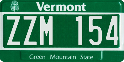 VT license plate ZZM154