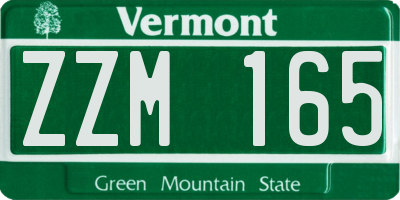VT license plate ZZM165